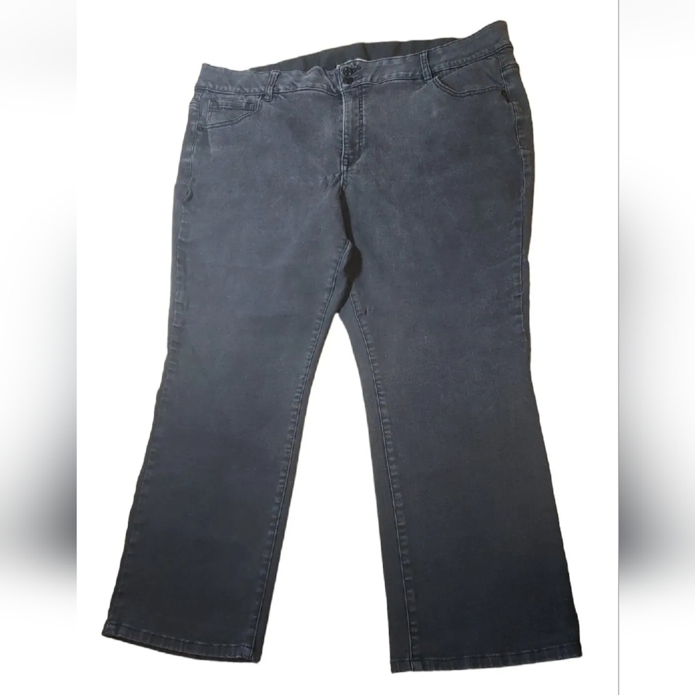 Lane Bryant Jeans Black Denim Stretchy Ankle Skinny Woman Plus 26W 46 X 28 Mom